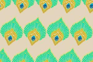 Ikat romance Ethnic Peacock tribal seamless pattern for wallpaper,decoration,fabric and textile, background, rug. vector