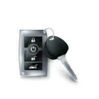 Cars key with control buttons. Modern realistic metallic cars key. Vector illustration