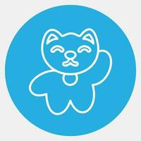icono maneki neko gato. Japón elementos. íconos en azul redondo estilo. bueno para huellas dactilares, carteles, logo, anuncio publicitario, infografía, etc. vector