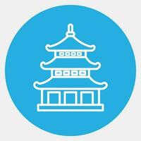 icono pagoda. Japón elementos. íconos en azul redondo estilo. bueno para huellas dactilares, carteles, logo, anuncio publicitario, infografía, etc. vector