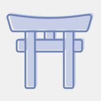 icono torii puerta. Japón elementos. íconos en dos tono estilo. bueno para huellas dactilares, carteles, logo, anuncio publicitario, infografía, etc. vector