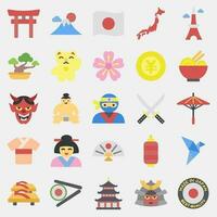 icono conjunto de Japón. Japón elementos. íconos en plano estilo. bueno para huellas dactilares, carteles, logo, anuncio publicitario, infografía, etc. vector