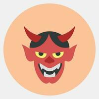 icono hannya mascarilla. Japón elementos. íconos en color compañero estilo. bueno para huellas dactilares, carteles, logo, anuncio publicitario, infografía, etc. vector