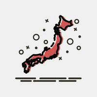 Icon japan map. Japan elements. Icons in MBE style. Good for prints, posters, logo, advertisement, infographics, etc. vector