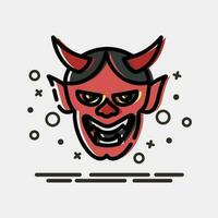 icono hannya mascarilla. Japón elementos. íconos en mbe estilo. bueno para huellas dactilares, carteles, logo, anuncio publicitario, infografía, etc. vector