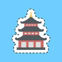 Sticker line cut pagoda. Japan elements. Good for prints, posters, logo, advertisement, infographics, etc.ogo, advertisement, infographics, etc. vector