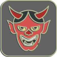 icono hannya mascarilla. Japón elementos. íconos en en relieve estilo. bueno para huellas dactilares, carteles, logo, anuncio publicitario, infografía, etc. vector