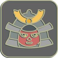 icono samurai. Japón elementos. íconos en en relieve estilo. bueno para huellas dactilares, carteles, logo, anuncio publicitario, infografía, etc. vector