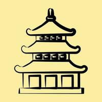 icono pagoda. Japón elementos. íconos en mano dibujado estilo. bueno para huellas dactilares, carteles, logo, anuncio publicitario, infografía, etc. vector