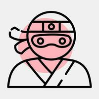 icono ninjas Japón elementos. íconos en color Mancha estilo. bueno para huellas dactilares, carteles, logo, anuncio publicitario, infografía, etc. vector