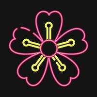 Icon sakura plum blossom. Japan elements. Icons in neon style. Good for prints, posters, logo, advertisement, infographics, etc. vector