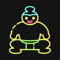 Icon sumo. Japan elements. Icons in neon style. Good for prints, posters, logo, advertisement, infographics, etc. vector