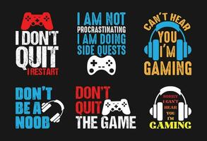 Gaming T shirt Design Bundle, Vector Gaming T shirt  design, Gamer shirt,  Gaming vintage T shirt design Collection