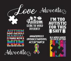 autismo t camisa diseño manojo, vector autismo t camisa diseño, autismo camisa, autismo tipografía t camisa diseño colección