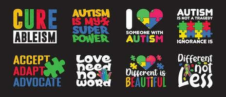 Autism T shirt Design Bundle, Vector Autism T shirt  design, Autism shirt,  Autism typography T shirt design Collection