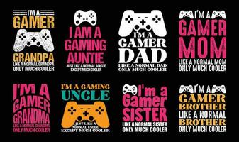 Gaming T shirt Design Bundle, Vector Gaming T shirt  design, Gamer shirt,  Gaming vintage T shirt design Collection