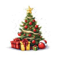 Fir tree with decorations, Christmas tree vector