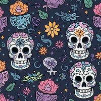 Hand drawn dia de muertos pattern background vector