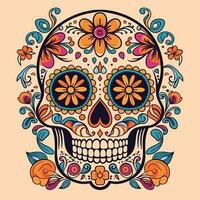 Hand drawn flat dia de muertos skull vector