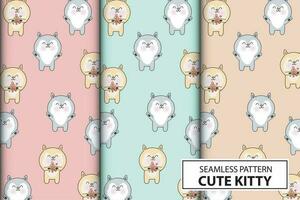 Seamless pattern of cute adorable kitten cat isolated in soft pastel color suitable for paper or background, wall and home decoration vector