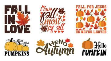 Autumn Fall T shirt Design Bundle, Quotes about Autumn, Fall T shirt, Autumn typography T shirt design Collection vector