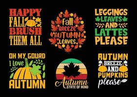 Autumn Fall T shirt Design Bundle, Quotes about Autumn, Fall T shirt, Autumn typography T shirt design Collection vector