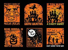 Halloween T shirt Design Bundle, Quotes about Halloween, Halloween T shirt, Halloween vintage T shirt design Collection vector