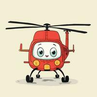 Rescue helicopter. cartoon hand-drawn helicopter. Air Ambulance helicopter vector