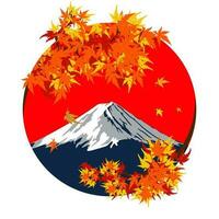 Mt. Fuji during the happy time of autumn leaves vector