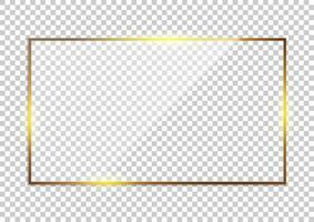 Luxury gold border isolated on transparent background. Glowing gradient effect rectangle frame. Vector illustration