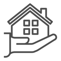 Thin line home icon. Outline house shape element. png