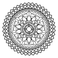 Monochrome mandala ornament outline pattern. Indian geometric art graphic for meditation. png