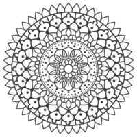 Monochrome mandala ornament outline pattern. Indian geometric art graphic for meditation. png