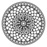 Monochrome mandala ornament outline pattern. Indian geometric art graphic for meditation. png