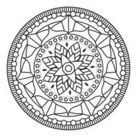 Monochrome mandala ornament outline pattern. Indian geometric art graphic for meditation. png