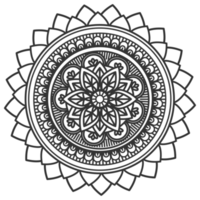 monocromático mandala enfeite esboço padronizar. indiano geométrico arte gráfico para meditação. png