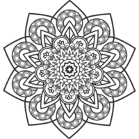 Monochrome mandala ornament outline pattern. Indian geometric art graphic for meditation. png