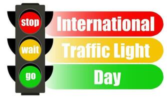 International Traffic Light Day. August 5. The concept of the holiday. Traffic light colored stripes. Template for background, banner, postcard, poster with text inscription. Simple color vector