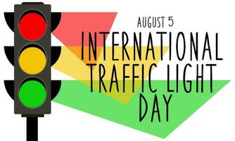 International Traffic Light Day. August 5. The concept of the holiday. Traffic lights and glow. Template for background, banner, postcard, poster with text inscription. Simple color vector