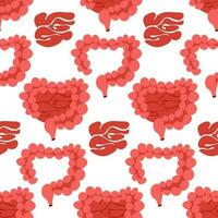 Pattern with small and large intestine. Congenital colon disease caused by the absence of nerve cells of the colon. The structure of healthy organs and one affected by the disease. Thick and thin vector