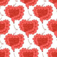 Pattern of the large and small intestines. A repeating pattern with lines of the colon. Health, medicine, internal organs. The structure of healthy organs and one affected by the disease. Thick, thin vector