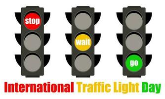 International Traffic Light Day. August 5. The concept of the holiday. Template for background, banner, postcard, poster with text inscription. Simple color vector illustration