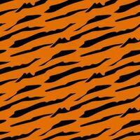 The tiger skin pattern is orange and the black stripe is repeated. Vector seamless background. Abstract exotic pattern. Brown tiger background. Animal world, dangerous animal, cat