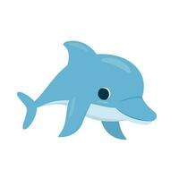 Cute sea dolphin on a white background. Vector illustration in cartoon style on a white background.