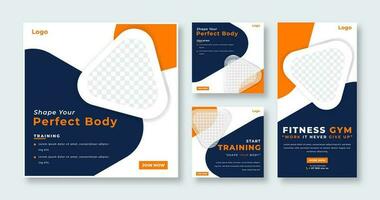 Gym Fitness Social Media Post for Online Marketing Promotion Banner, Story and Web Internet Ads Flyer vector