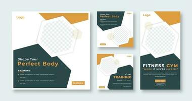 Gym Fitness Social Media Post for Online Marketing Promotion Banner, Story and Web Internet Ads Flyer vector