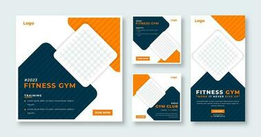Gym Fitness Social Media Post for Online Marketing Promotion Banner, Story and Web Internet Ads Flyer vector