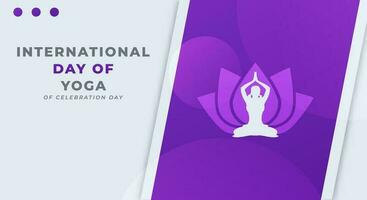 Lotus and Yoga International Day Celebration Vector Design Illustration for Background, Poster, Banner, Advertising, Greeting Card