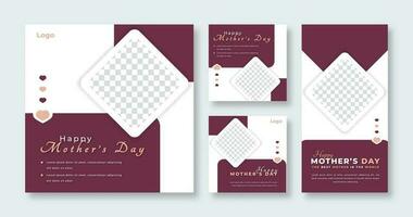 Happy Mothers Day Social Media Post for Online Marketing Promotion Banner, Story and Web Internet Ads Flyer vector