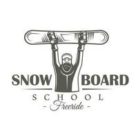 Vintage snowboarding label isolated on white background vector